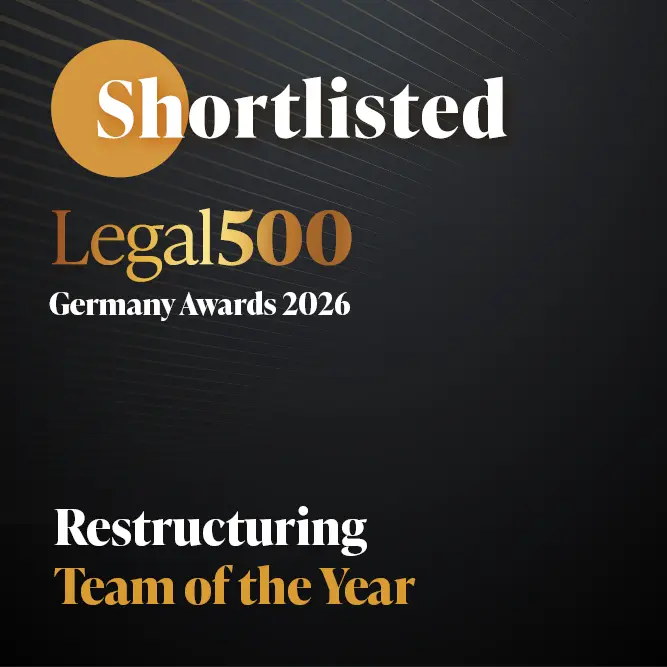 Two shortlists. Right direction. Legal500: 𝗧𝗲𝗮𝗺 𝗼𝗳 𝘁𝗵𝗲 𝗬𝗲𝗮𝗿 – 𝗥𝗲𝘀𝘁𝗿𝘂𝗰𝘁𝘂𝗿𝗶𝗻𝗴, 𝗟𝗮𝘄𝘆𝗲𝗿 𝗼𝗳 𝘁𝗵𝗲 𝗬𝗲𝗮𝗿 – 𝗥𝗲𝘀𝘁𝗿𝘂𝗰𝘁𝘂𝗿𝗶𝗻𝗴 Dr. Sven Tischendorf, MBA