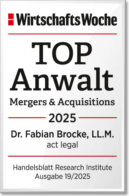Wirtschaftswoche 2025 -  Germany - Top Lawyer M&A -  Fabian Brocke