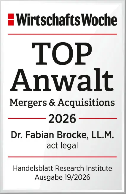 Wirtschaftswoche 2026 -  Germany - Top Lawyer M&A -  Fabian Brocke
