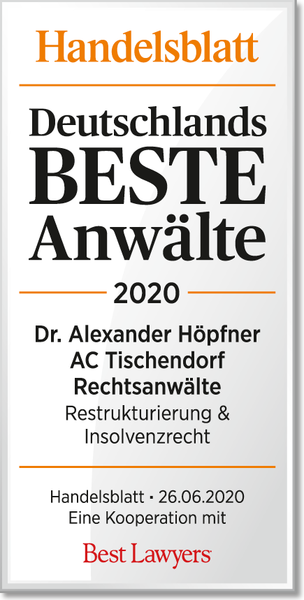 Germany Best Lawyers Germany 2020 – Restructuring/Insolvency – ALH